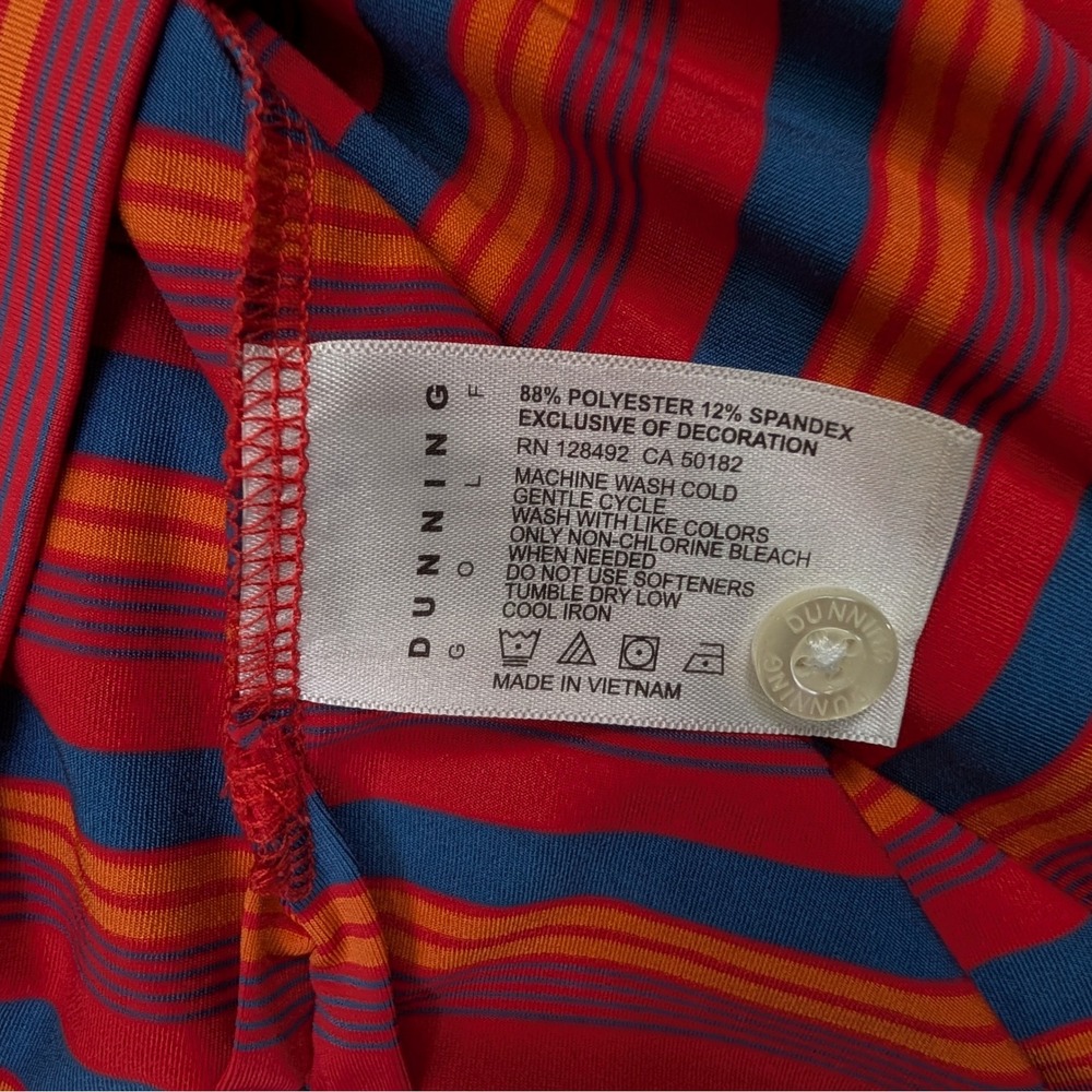 Dunning Golf Striped Performance Polo XL Bright Red Blue Stretch - Picture 5 of 10